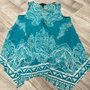 Uneven hem cute tropical sheer with underlay flowy top